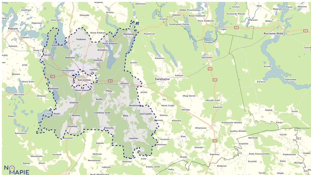 Mapa obszarów ochrony przyrody Szczytna